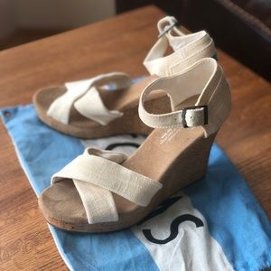 Toms wedges. Size 6.5. Color cream.